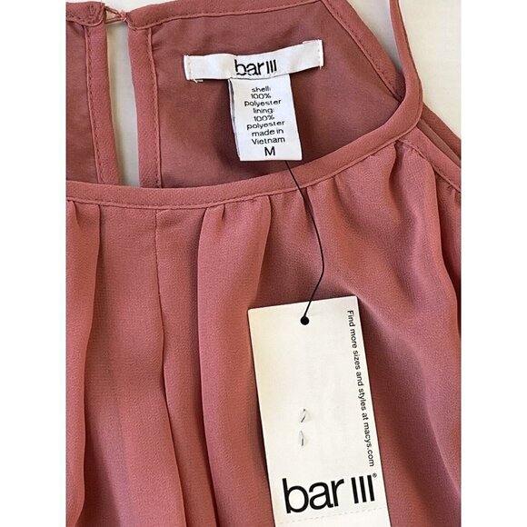 Bar III Cold Shoulder Chiffon Dress Bronzed Rose Size M NWT - Picture 5 of 11